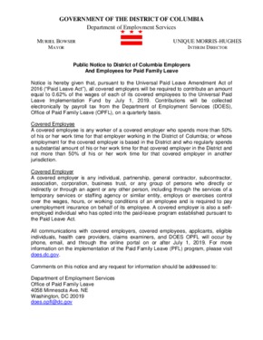 district of columbia paid leave notice to employers and employees small