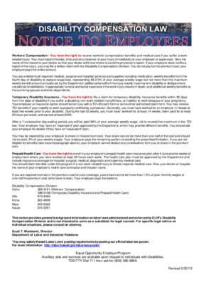 hawaii disability compensation law poster small