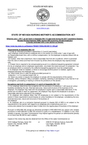 nevada nursing mothers accomodation act small