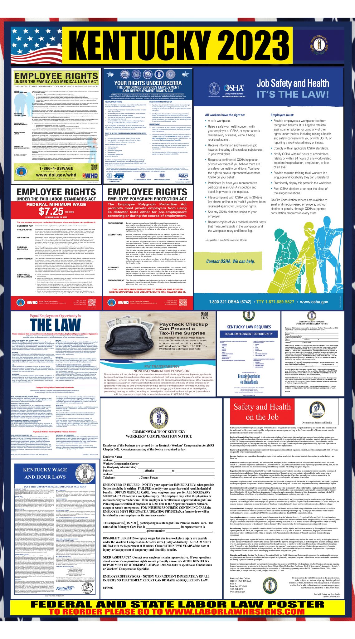 2023 Kentucky Labor Law Posters ⭐ State, Federal, OSHA LABORLAWHRSIGNS