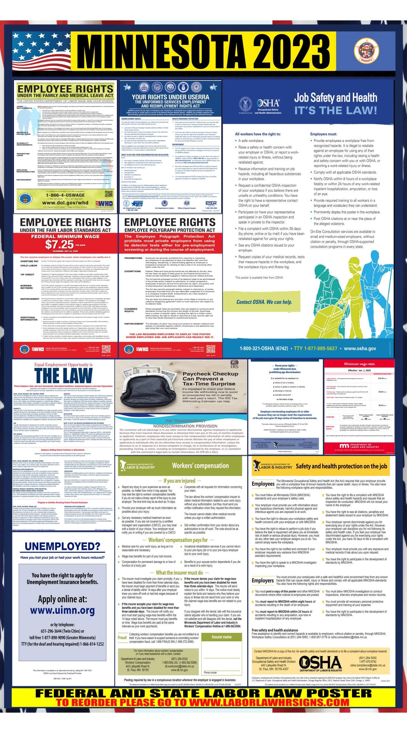 2023 Minnesota Labor Law Posters ⭐ State, Federal, OSHA LABORLAWHRSIGNS