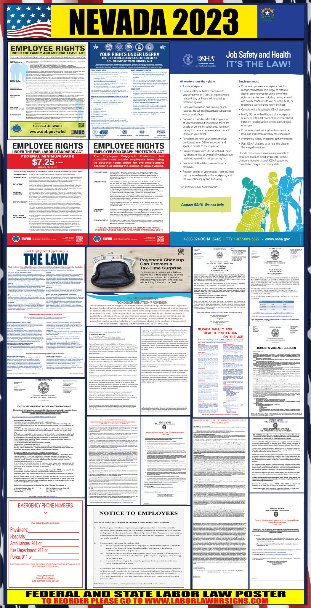 2023 Nevada Labor Law Posters ⭐ State, Federal, OSHA LABORLAWHRSIGNS