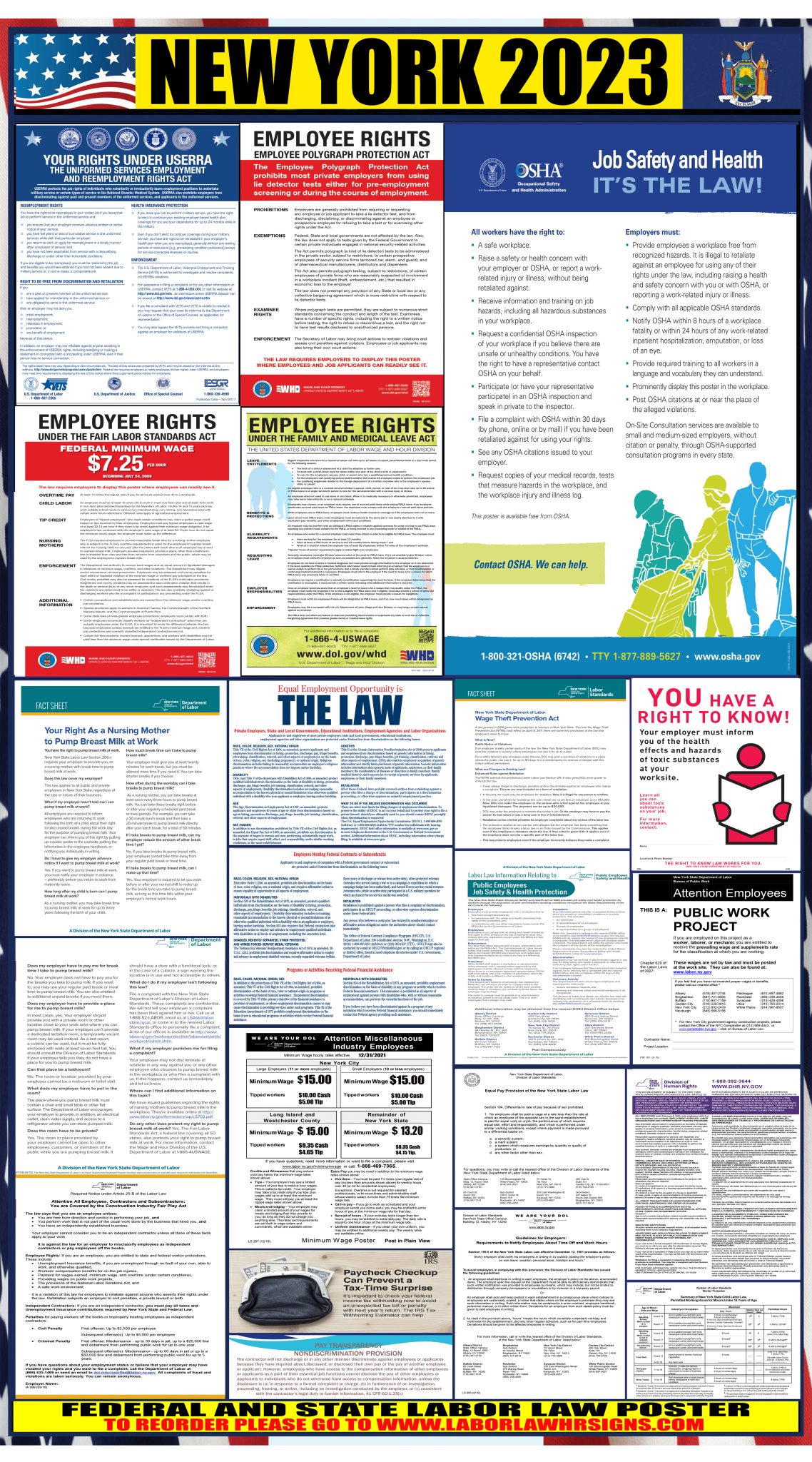 2023 New York Labor Law Posters ⭐  State, Federal, OSHA  LABORLAWHRSIGNS