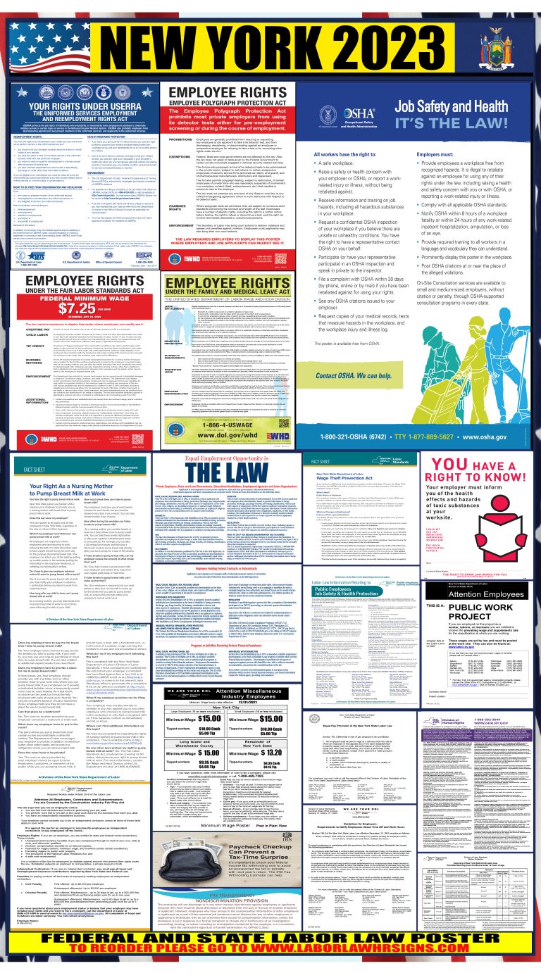 2023 New York Labor Law Posters ⭐ State, Federal, OSHA LABORLAWHRSIGNS