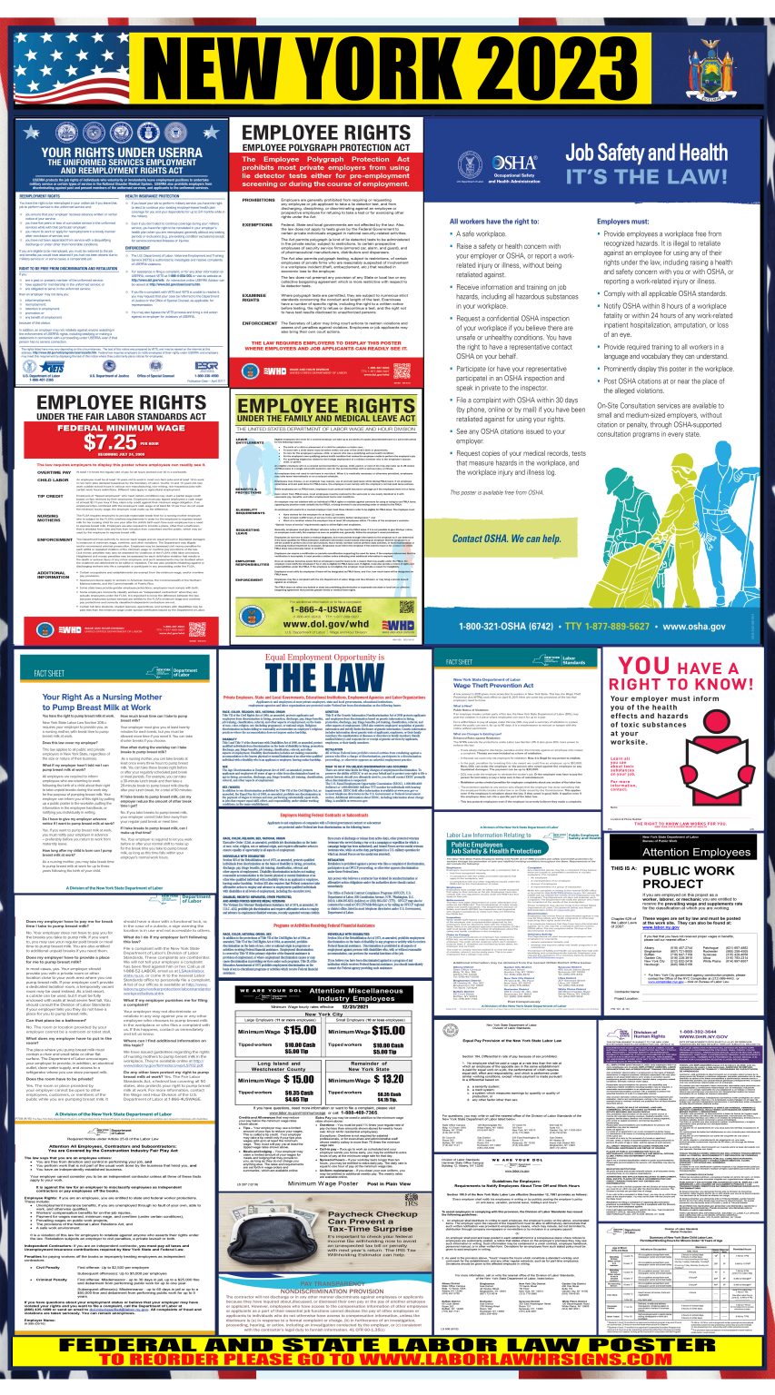 2023 New York Labor Law Posters ⭐ State, Federal, OSHA LABORLAWHRSIGNS