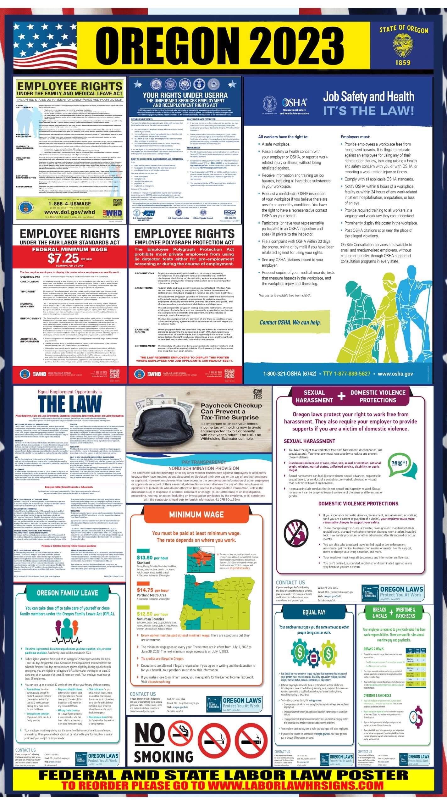 2023 Oregon Labor Law Posters ⭐ State, Federal, OSHA LABORLAWHRSIGNS