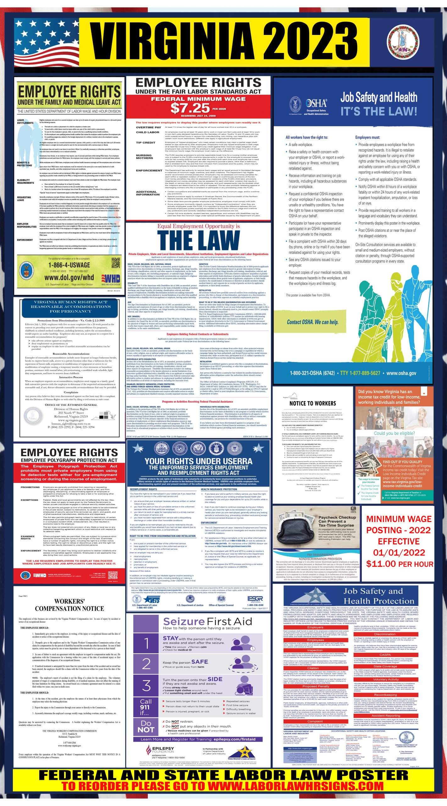2023 Virginia Labor Law Posters ⭐ State, Federal, OSHA LABORLAWHRSIGNS