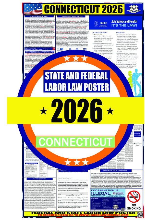 2026 Connecticut State and Federal Labor Law Poster - CT
