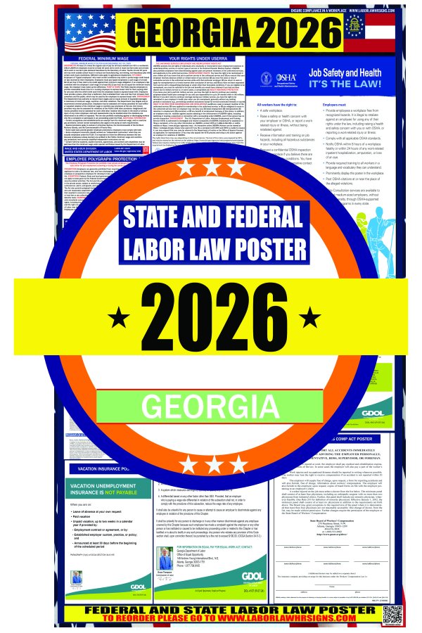 2026 Georgia State and Federal Labor Law Poster - GA
