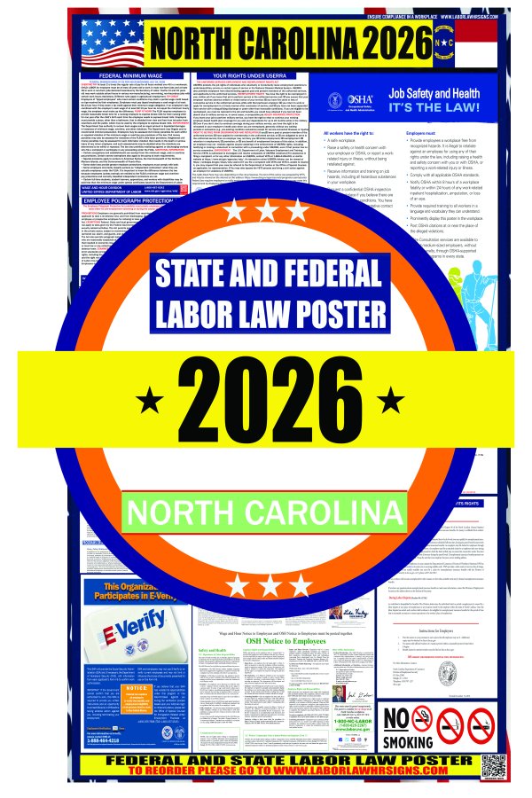 2026 North Carolina State and Federal Labor Law Poster - NC